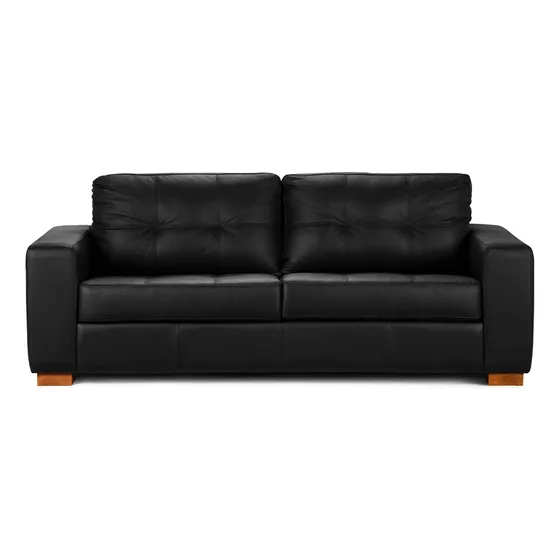 Sofá Rosen Salerno 2 Cuerpos Cuero Black Color Negro