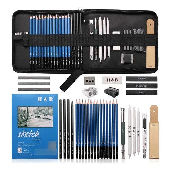 Kit De Lapices Dibujo Tecnico Profesional Grafito 35 Piezas