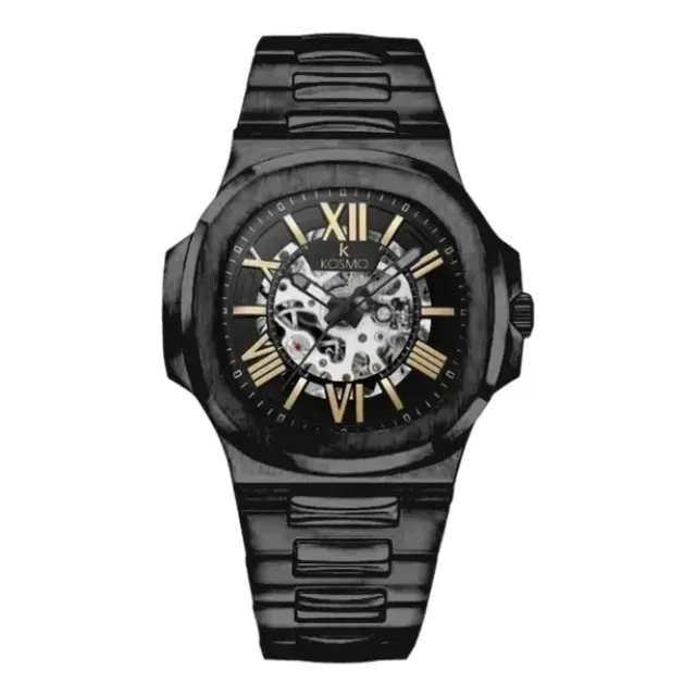 Reloj Kosmo Kt01 Automático Casual Negro Correa En Acero Ino