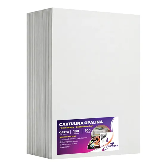 Cartulina Opalina 180 Gr Lisa Extra Blanca Carta 100 Hojas