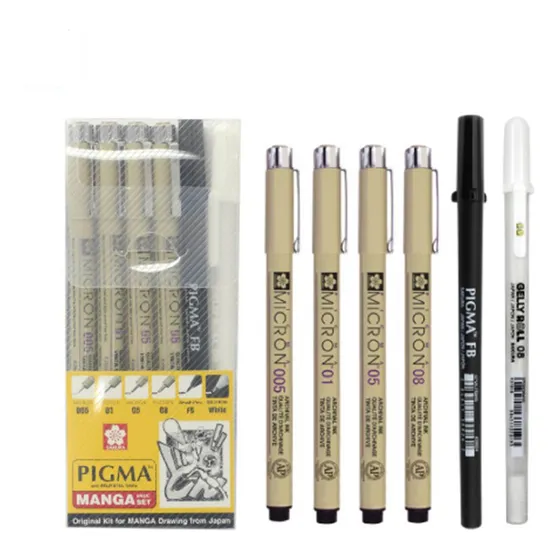 6 Marcadores Liner Sakura Micron Manga Incluye Brush Y Boli