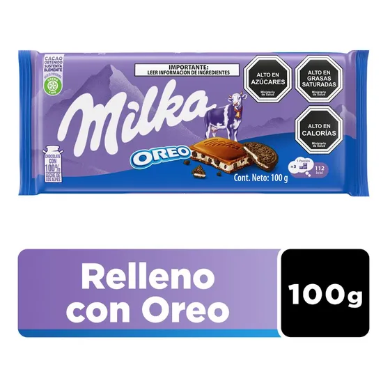 Chocolate Milka® Relleno Con Oreo Y Crema Barra 100 G