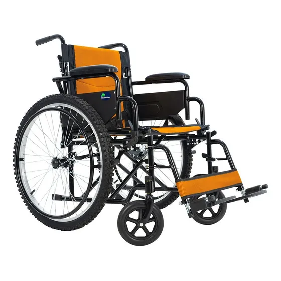 Silla De Ruedas Todo Terreno Compacta Plegable Acero Color Color Naranja