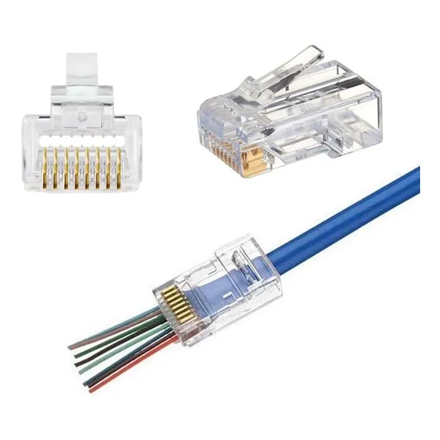 Funda De 50 Conectores Rj-45 De Paso Categoría 6 Cat6 Nuevos