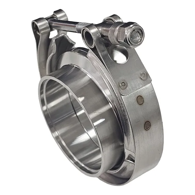 Kit Abraçadeira 2/1-4  V-band + Par Flanges Macho Fêmea Inox