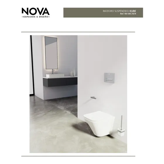 Nova Wc Sanitario Aéreo Suspendido Kube Blanco Brillante