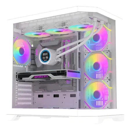 Gabinete Aigo Ft418 pro Atx Triple Vidrio 4 Fans A rgb Incl Blanco