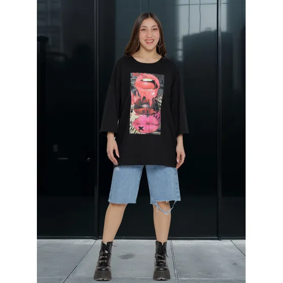 Remeron Mujer Algodon Oversize Estampa  - Modelo Samy Liscki