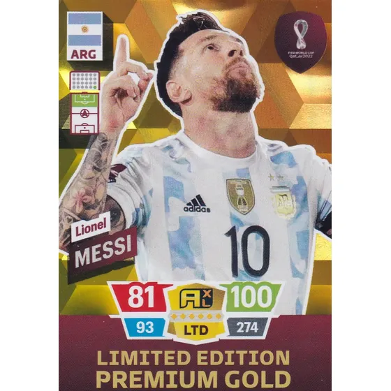 Carta Lionel Messi - Limited Edition Premium Gold Qatar 2022 Lionel Messi Limited Edition Premium Gold Carta