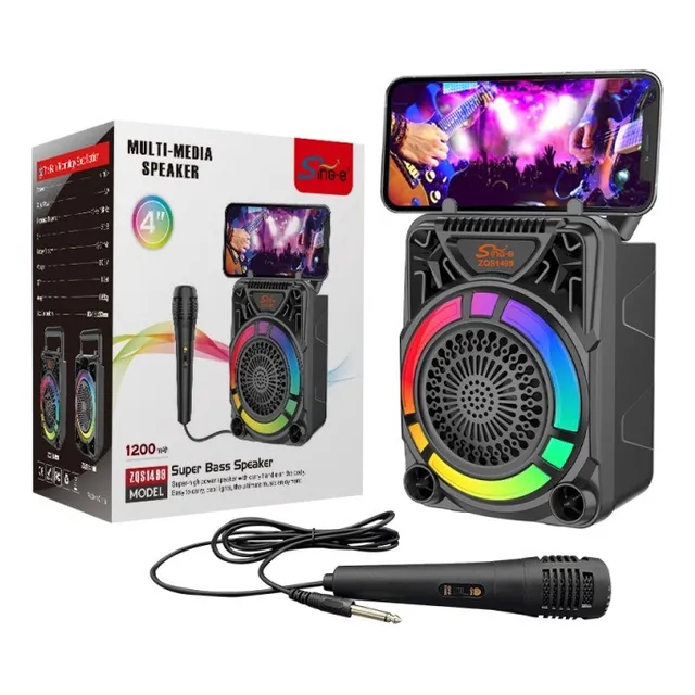 Corneta Recargable Micrófono Bluetooth 4  Led Fm Súper Bass