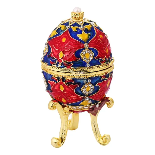 . Esmalte Rojo Faberge Huevo De Pascua Joyero Anillo De