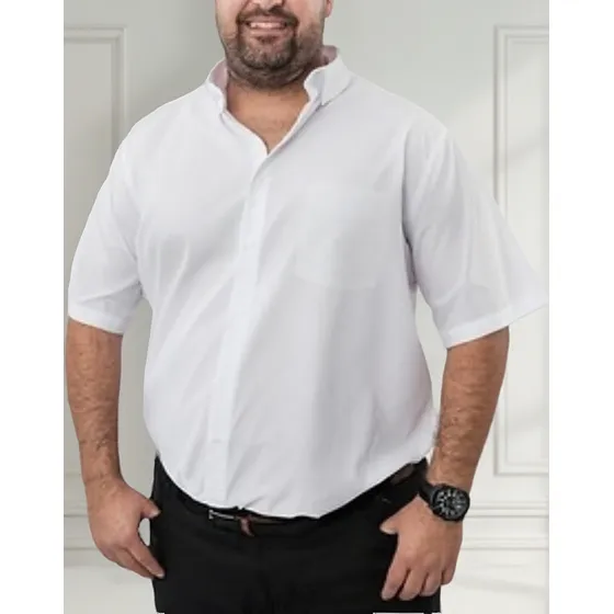 Camisa Hombre Lisa Talle Especial Manga Corta 46 Al 52 . 