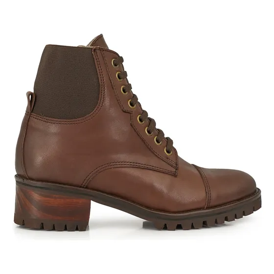 Borcego Mujer Cuero Bota Elastico Briganti Cierre Zapato