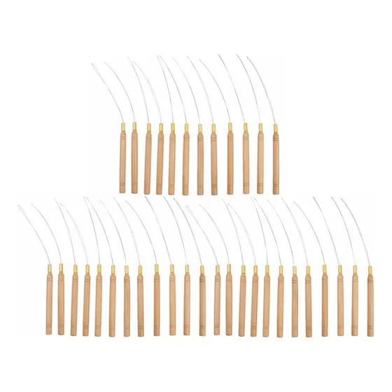 36×micro Hair Extension Bucle Madera Enhebrador Agujas