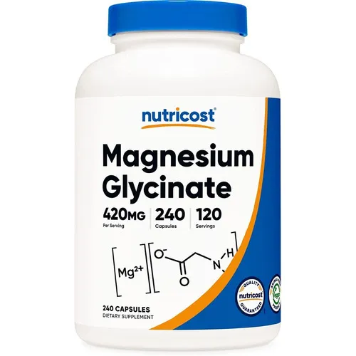 Magnesium Glycinate 240 Cap. - Nutricost Sabor Sin Sabor
