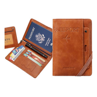 Funda De Cuero Pasaporte + Cartera Mutifunción Bloqueo Rfid Funda De Cuero Pasaporte + Cartera Mutifunción Bloqueo Rfid
