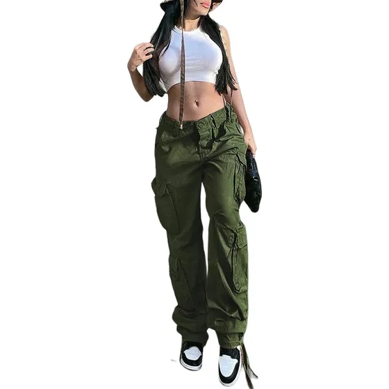 Pantalon Dama Nylon Super Calidad Trap Bolsillos Cargo