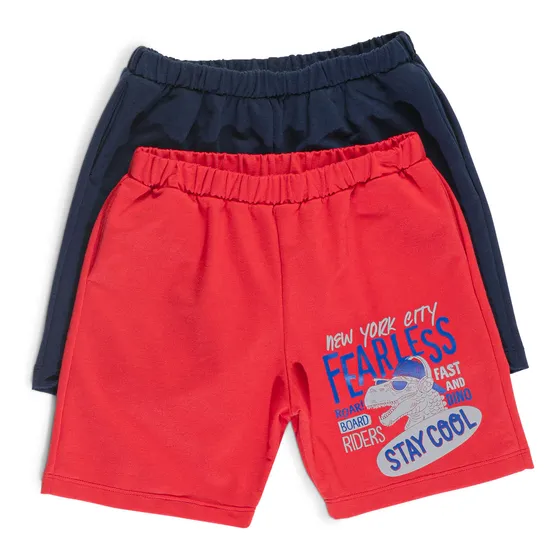 Bermuda Paq X2 Infantil Rojo-negro Mp 95999