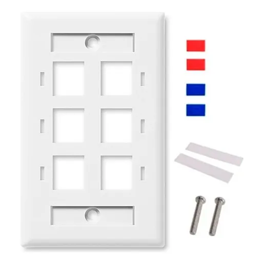 Faceplate Plano 6 Puerto Rj45 Rj11 Blanca Ide Qnetfp06 Qnet