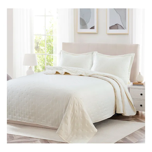 Cubrecama Microfibra C/piel De Carnero Queen Size 390g