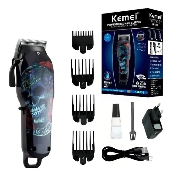 Maquina Inalambrica Profesional Kemei Km-2616 Color Negra 110v
