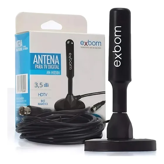 Antena Tv Conversor Digital Hdtv Interna Externa Com Imã 4 M
