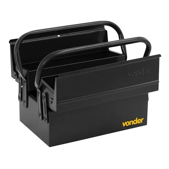 Caixa metálica sanfonada para ferramentas, com 3 gavetas, 30 cm x 19 cm x 16 cm, VONDER