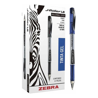 Caja 12 Plumas Azul Gel Zebra J Roller Le Ultra Fino 0.5 Mm Caja 12 Plumas Azul Gel Zebra J Roller Le Ultra Fino 0.5 Mm