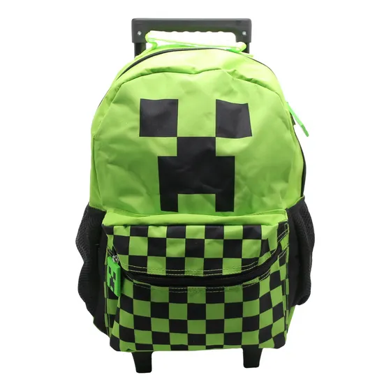 Mochila Minecraft Con Carrito 16 PuLG Creeper Reforzado