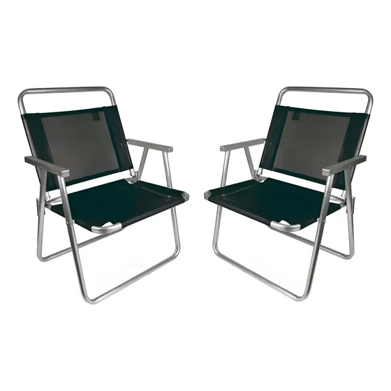 Silla Alta Aluminio Playa Set X2 Extra Reforzada 140 Kg Mor Color Negro | Cuotas sin interés