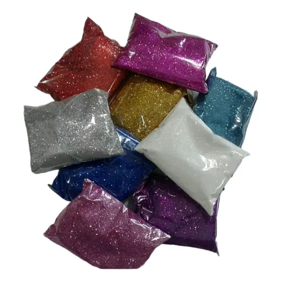10 Bolsas De Gibre Brillante X 50gr Para Artesanías Vidrio Color