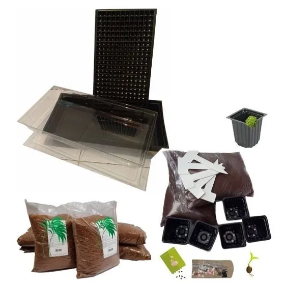 Kit Germinación Bandeja Domo Sustrato Semilla Matera Y Mas