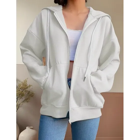 Sudadera De Otoño Mujer Sudaderas Moda Coreana Color Sólido