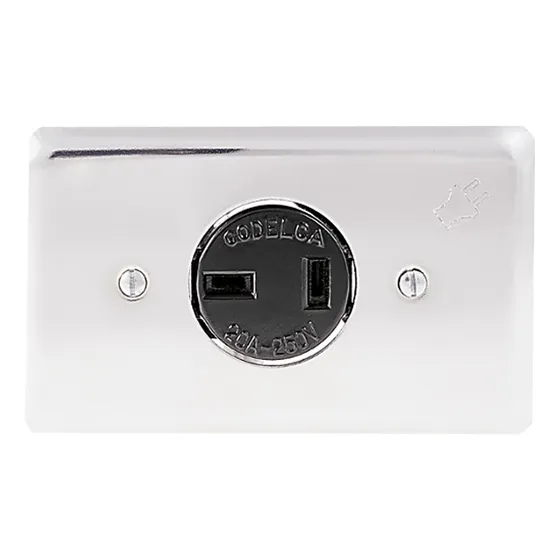 Toma De Incrustar Bifasica 2x20 Amperios Pata Trabada Metal 