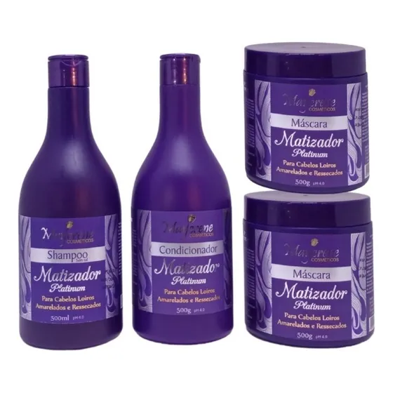 Kits Matizador Platinum Maycrene - Sh + Cond + 2 Mascaras