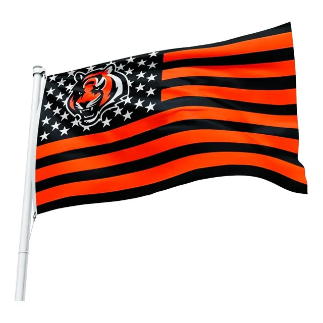 Large Bengal Tiger Us Stars And  S Flag Banner 3x5feet