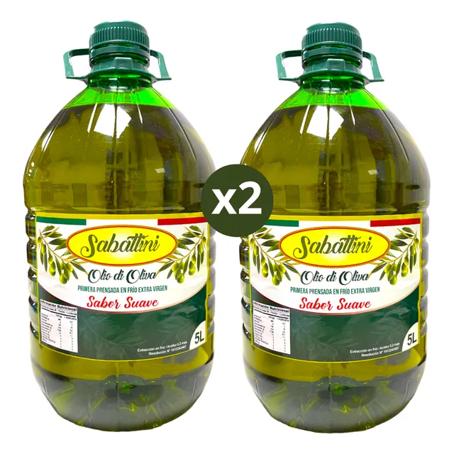 Aceite De Oliva 5 Lts Extra Virgen Sabattini X2 (10 Litros)