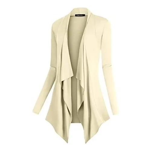 Coco Urbano Mujer Drape Frente Abierto Cardigan Manga Rhf3q