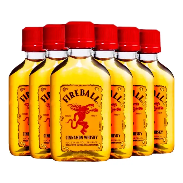 Licor Fireball Whisky E Canela Miniatura 50ml Kit 6 Unidades