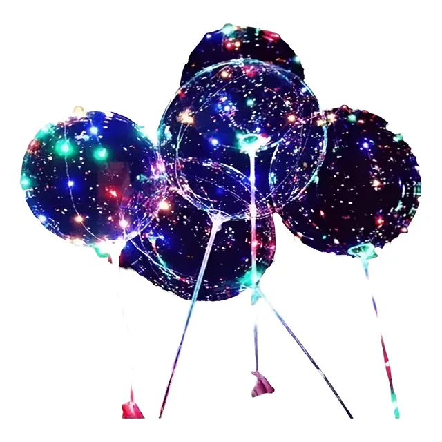 3 Globos Con Luces Led Y Base P/ Eventos Fiestas Cotillón 
