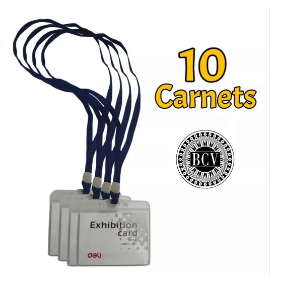 Porta Carnets Transparentes Con Cuerda Paquete De 10 Unid