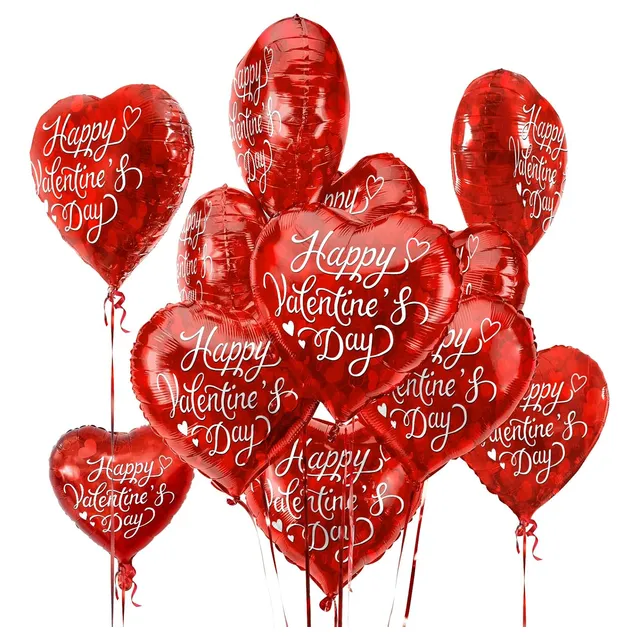 Paquete De Fiesta San Valentín, Globos Rojos De Corazón, 45c