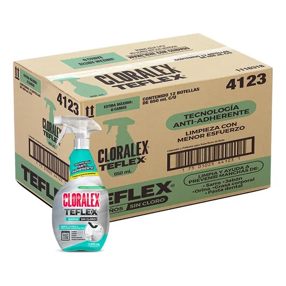 Cloralex Baños Teflex 650 ml Caja con 12 unidades