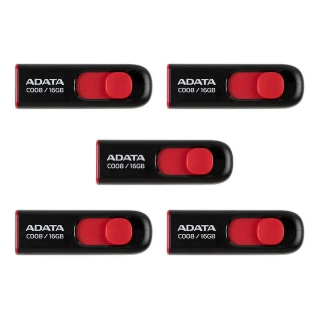 Kit Global Pc 5pz Usb Adata C008 16gb Negro Y Rojo Mayoreo