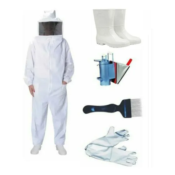 Kit Apicultor Macacão Luva Garfo Fumigador Bota Pvc