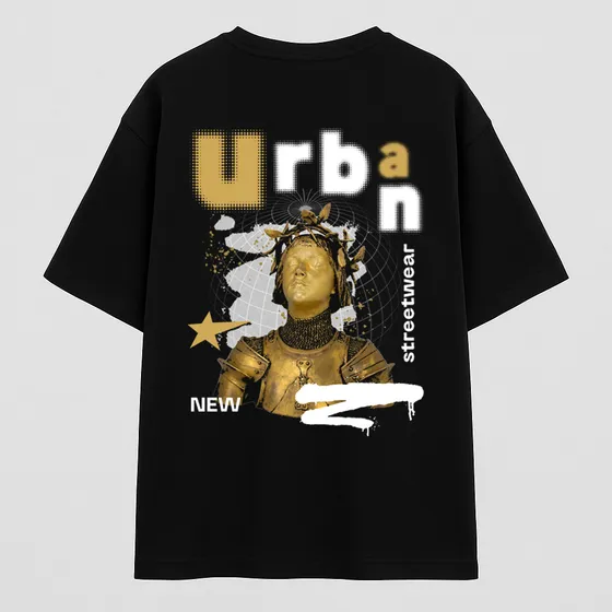 Remera Overzise Negra Con Diseño Streetwear