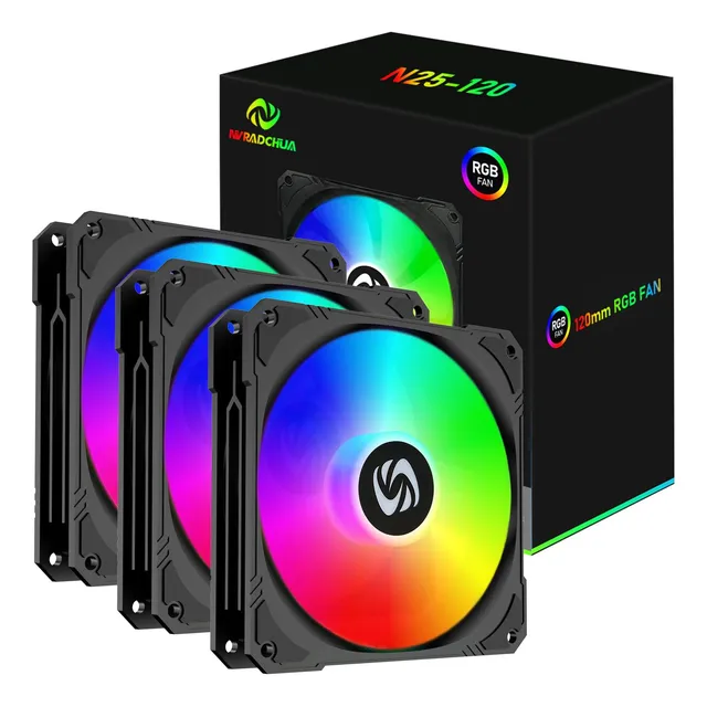 Ventiladores De Pc Rgb Led 120mm Pack 3 Unidades. Negros