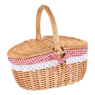 Cesta De Picnic De Mimbre Cesta Tejida De Mimbre Con Tapa Y Cesta De Picnic De Mimbre Cesta Tejida De Mimbre Con Tapa Y