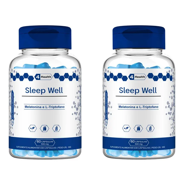 Melatonina & Triptofano Sleep Well 500mg 4 Health - 2x Potes