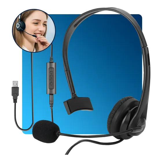 Fone De Ouvido Com Microfone Usb Heaset Call Center